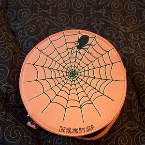 The Oblong Box Shop Pink Spider Web Round Bag